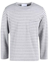 Grey Horizontal Striped Long Sleeve T-Shirt