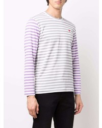 Comme Des Garcons Play Comme Des Garons Play Logo Embroidered Striped T Shirt