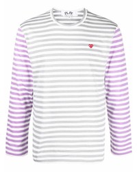 Comme Des Garcons Play Comme Des Garons Play Logo Embroidered Striped T Shirt