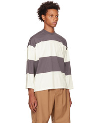 Sunnei Gray White Striped Long Sleeve T Shirt