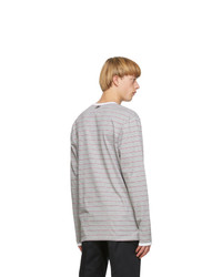Thom Browne Grey Hairline Stripe Ringer T Shirt