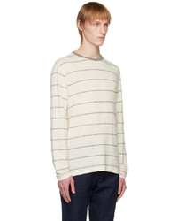 Officine Generale Off White Striped Long Sleeve T Shirt