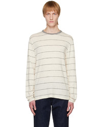 Officine Generale Off White Striped Long Sleeve T Shirt