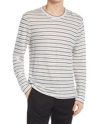 Club Monaco Slim Fit Stripe Long Sleeve Linen T Shirt