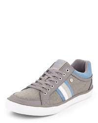 Grey Horizontal Striped Low Top Sneakers