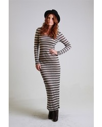 Nightcap Clothing Linen Stripe Maxi Dress
