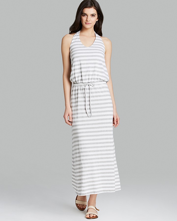 grey striped maxi dress