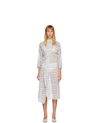 Grey Horizontal Striped Midi Dress