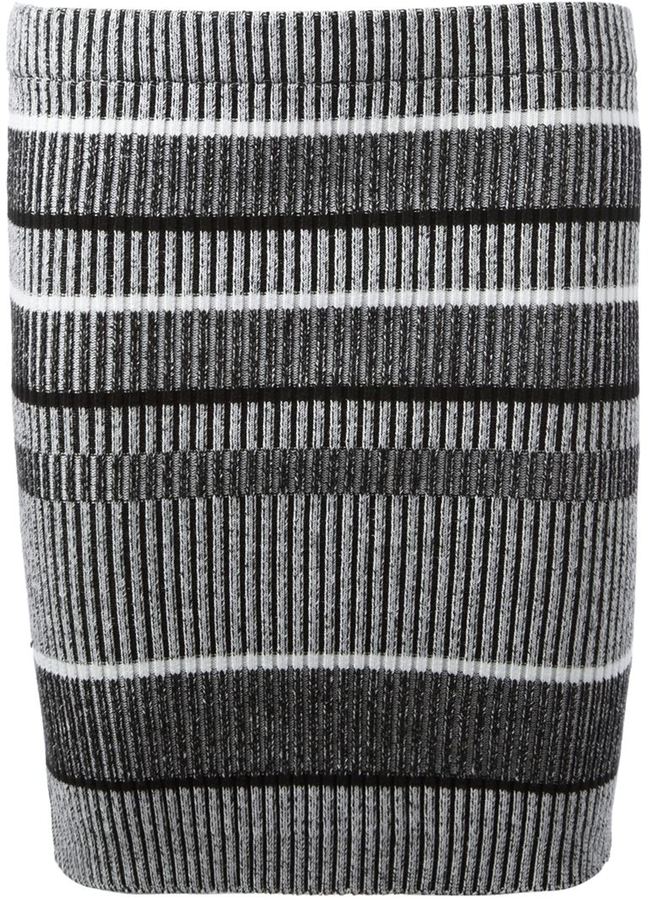 Alexander Wang T By Striped Ribbed Mini Skirt, $248 | farfetch.com