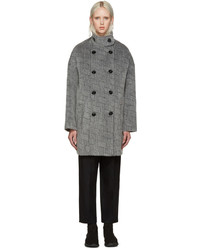 Grey Horizontal Striped Mohair Coat