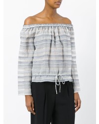 Theory Off Shoulders Striped Blouse