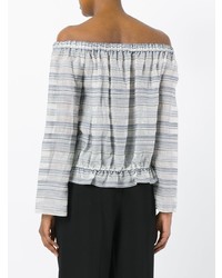 Theory Off Shoulders Striped Blouse
