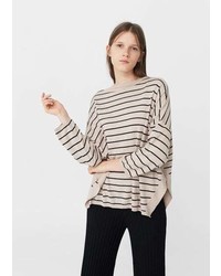 Mango Striped Cotton Blend Sweater