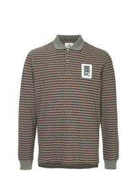 Grey Horizontal Striped Polo Neck Sweater