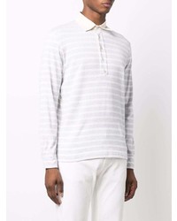 Eleventy Striped Long Sleeve Polo Shirt