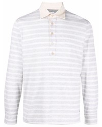 Eleventy Striped Long Sleeve Polo Shirt