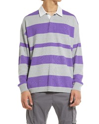 BP. Woven Collar Polo Sweater In Purple Bold Stripe At Nordstrom