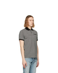 Saint Laurent Black And Grey Striped Polo