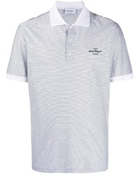 Salvatore Ferragamo Stripe Embroidered Logo Polo Shirt