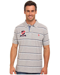 U.S. Polo Assn. Stripe Short Sleeve Pique Polo With Patch And Pony Logos