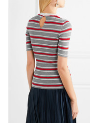Miu Miu Striped Ribbed Wool Sweater