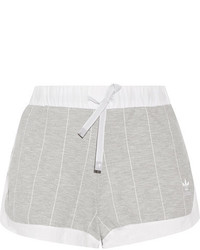 adidas Originals Ripstop Trimmed Striped Stretch Jersey Shorts Gray