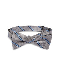 Grey Horizontal Striped Silk Bow-tie