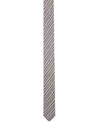 Thom Browne Grey White Silk Jacquard Tie