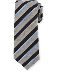 Kiton Melange Stripe Silk Tie Gray