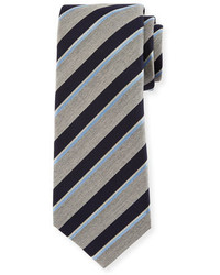 Kiton Melange Stripe Silk Tie Gray