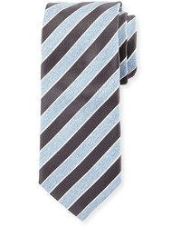 Eton Repp Stripe Silk Tie Charcoallight Blue