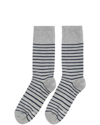 Saturdays Nyc Grey And Navy Lightweight Socks