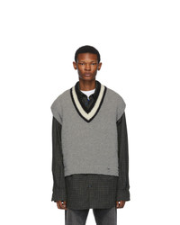 Grey Horizontal Striped Sweater Vest