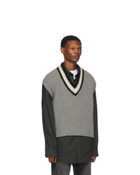 Off-White Grey And Wool Varsity Sleeveless Sweater