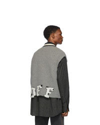 Off-White Grey And Wool Varsity Sleeveless Sweater