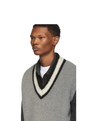 Off-White Grey And Wool Varsity Sleeveless Sweater