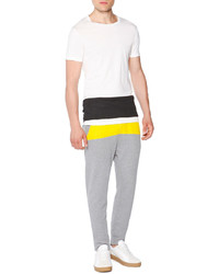 Tomas Maier Jogger Sweatpants With Yellow Stripe Dark Gray