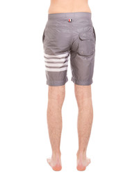 Thom Browne Striped Leg Swim Trunks Medium Gray