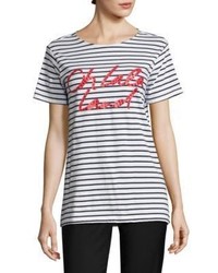 EACH X OTHER Striped Cotton Graphic Tee