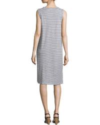 Eileen Fisher Skinny Striped Organic Linen Tank Dress Whiteblack