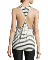 Beyond Yoga Bring It Ommmbre Striped Racer Tank Top Gray Pattern