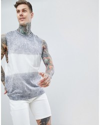 ASOS DESIGN Longline Sleeveless T Shirt With Panel Dip Dye And Raw Edge