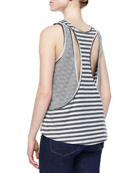 Lovers + Friends Striped Layered Open Back Tank Heather Gray