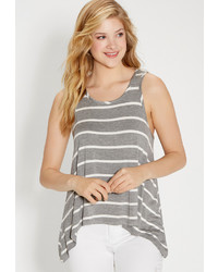 Maurices The 247 Heathered Striped Tank With Shark Bite Hem