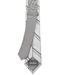 Neiman Marcus Diagonal Stripe Silk Tie Gray