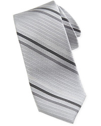Neiman Marcus Diagonal Stripe Silk Tie Gray