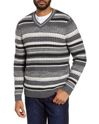 Tommy Bahama Charcoal Stripe V Neck Sweater