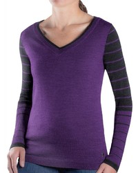 Smartwool Lightweight Stripe Sweater Merino Wool V Neck