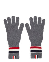 Grey Horizontal Striped Wool Gloves