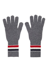 Thom Browne Grey Merino Rib Rwb Stripe Gloves
